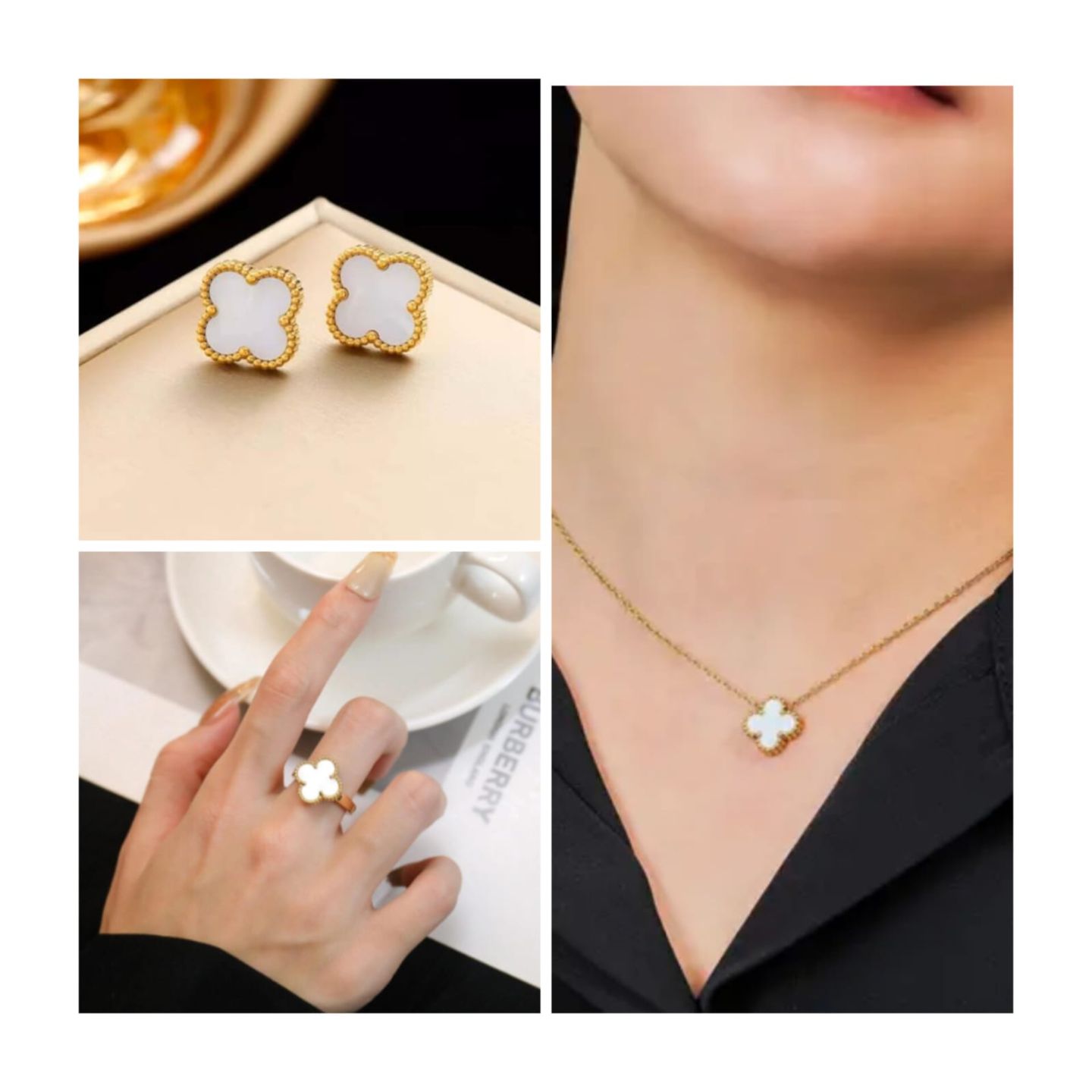 Clover set of Necklace Earings and ring