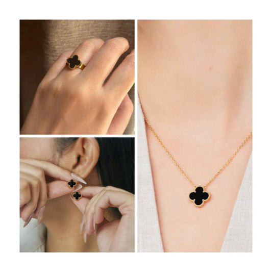 Clover set of Necklace Earings and ring
