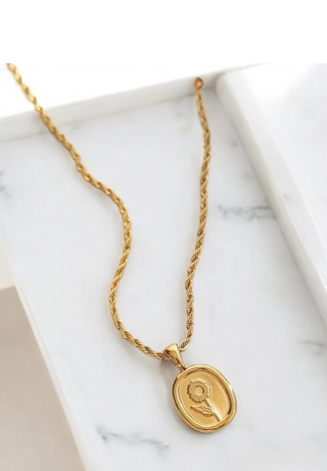 Golden Rose Pendant Necklace
