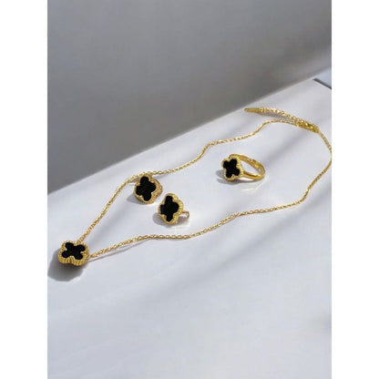 Clover set of Necklace Earings and ring