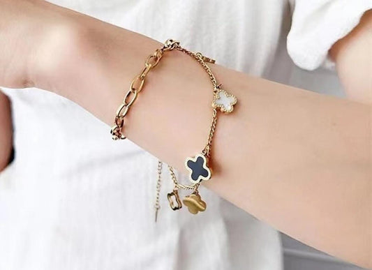 Double layered Clover Leave Bracelet