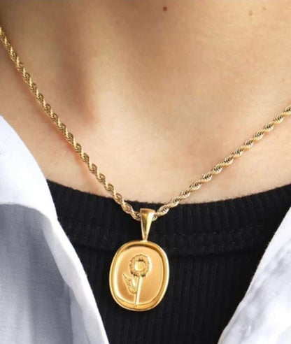 Golden Rose Pendant Necklace